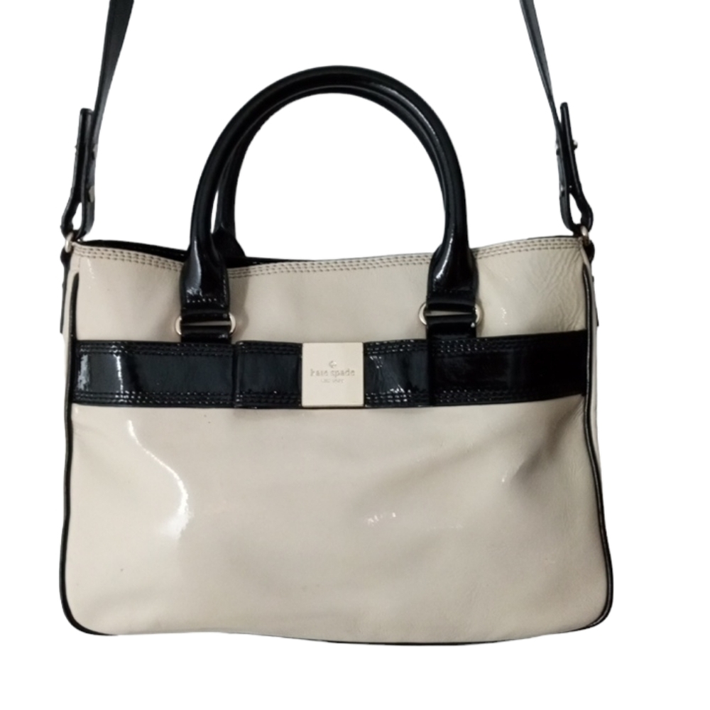 Kate Spade Cream And Black Patent Leather Bag - Picture 4 of 11